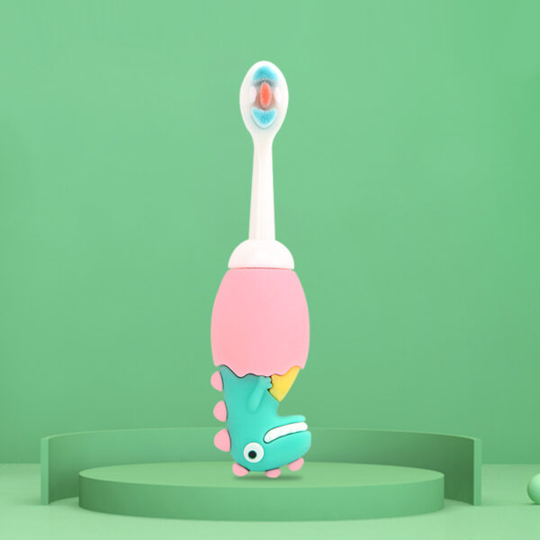 BB017-Image (4) DinosaurFun-Cute 3D Cartoon Animal Toothbrush for Kids - Extra Soft Bristles - Gentle Oral Care for Toddlers Aged 1-7