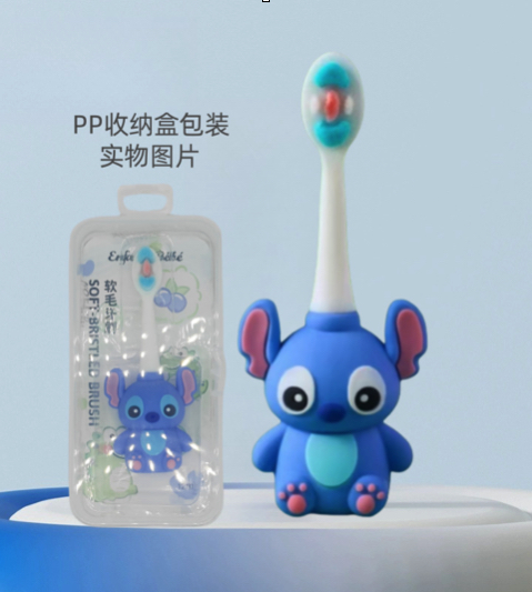 BB15 Disney-Stitch-Cute 3D Cartoon Animal Toothbrush for Kids - Extra Soft Bristles - Gentle Oral Care for Toddlers Aged 1-7
