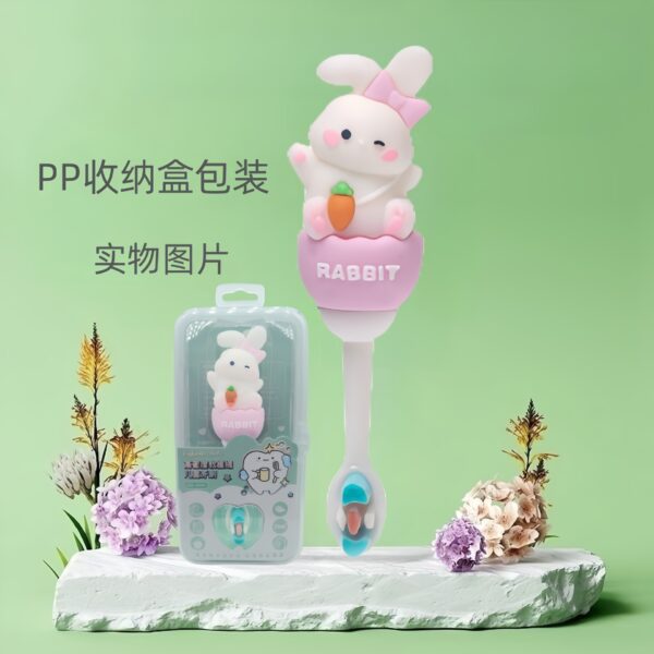Rabbit-Cute 3D Cartoon Animal Toothbrush for Kids - Extra Soft Bristles - Gentle Oral Care for Toddlers Aged 1-7