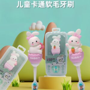 Rabbit-Cute 3D Cartoon Animal Toothbrush for Kids - Extra Soft Bristles - Gentle Oral Care for Toddlers Aged 1-7