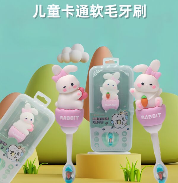 Rabbit-Cute 3D Cartoon Animal Toothbrush for Kids - Extra Soft Bristles - Gentle Oral Care for Toddlers Aged 1-7