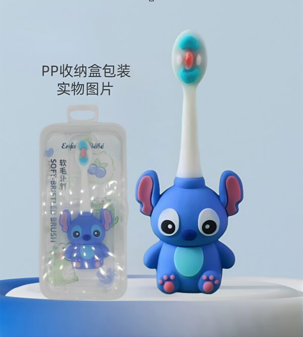 BB15 Disney-Stitch-Cute 3D Cartoon Animal Toothbrush for Kids - Extra Soft Bristles - Gentle Oral Care for Toddlers Aged 1-7