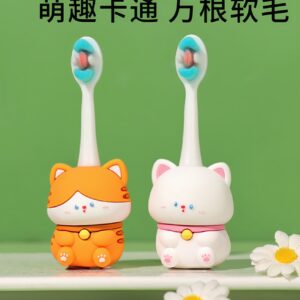 Kitten-Cute 3D Cartoon Animal Toothbrush for Kids - Extra Soft Bristles - Gentle Oral Care for Toddlers Aged 1-7