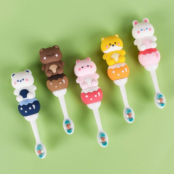 BB19 PandaCat-Cute 3D Cartoon Animal Toothbrush for Kids - Extra Soft Bristles - Gentle Oral Care for Toddlers Aged 1-7
