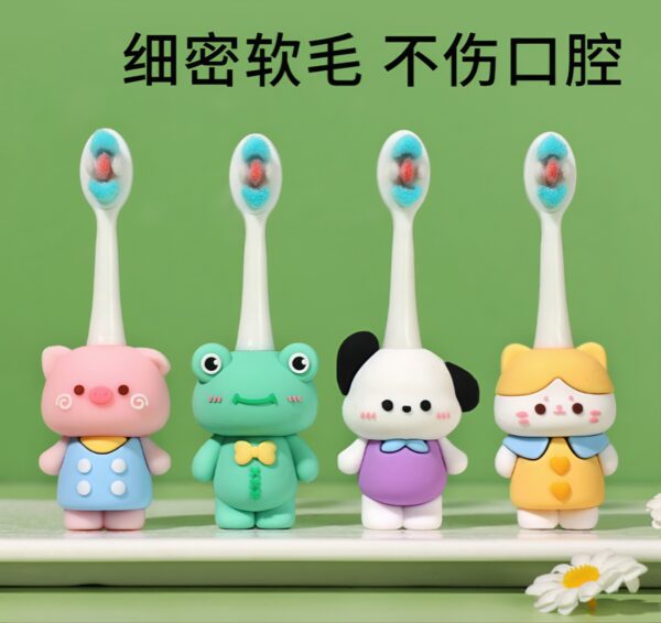 BB22 Frog-Cute 3D Cartoon Animal Toothbrush for Kids - Extra Soft Bristles - Gentle Oral Care for Toddlers Aged 1-7